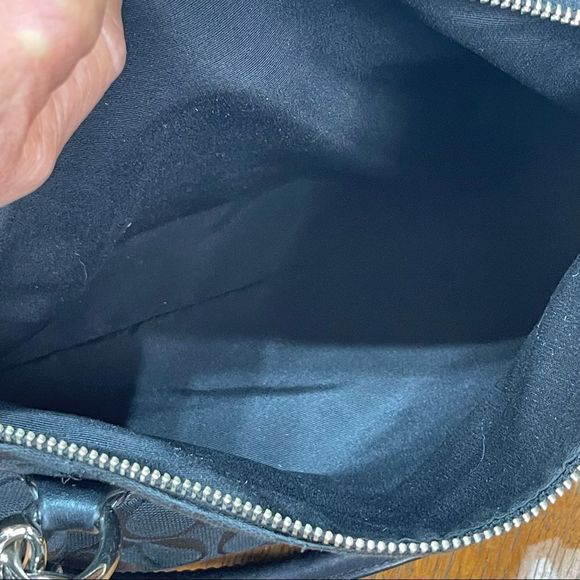 Coach Colette Carry All Black Canvas Leather Shoulder Bag 3 Compartments - Picture 16 of 16